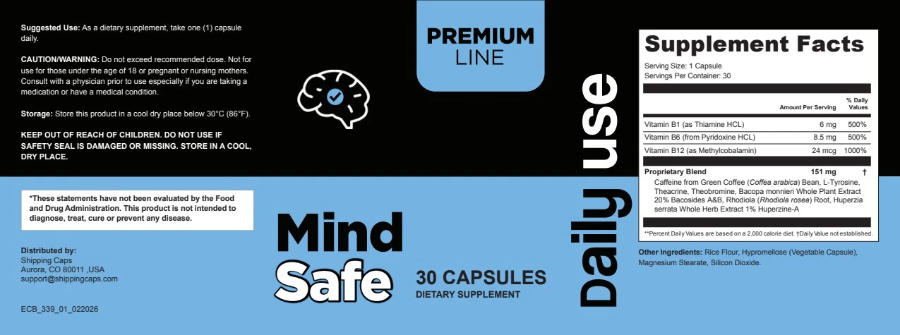 MindSafe supplement label — review ingredients and directions on actual packaging